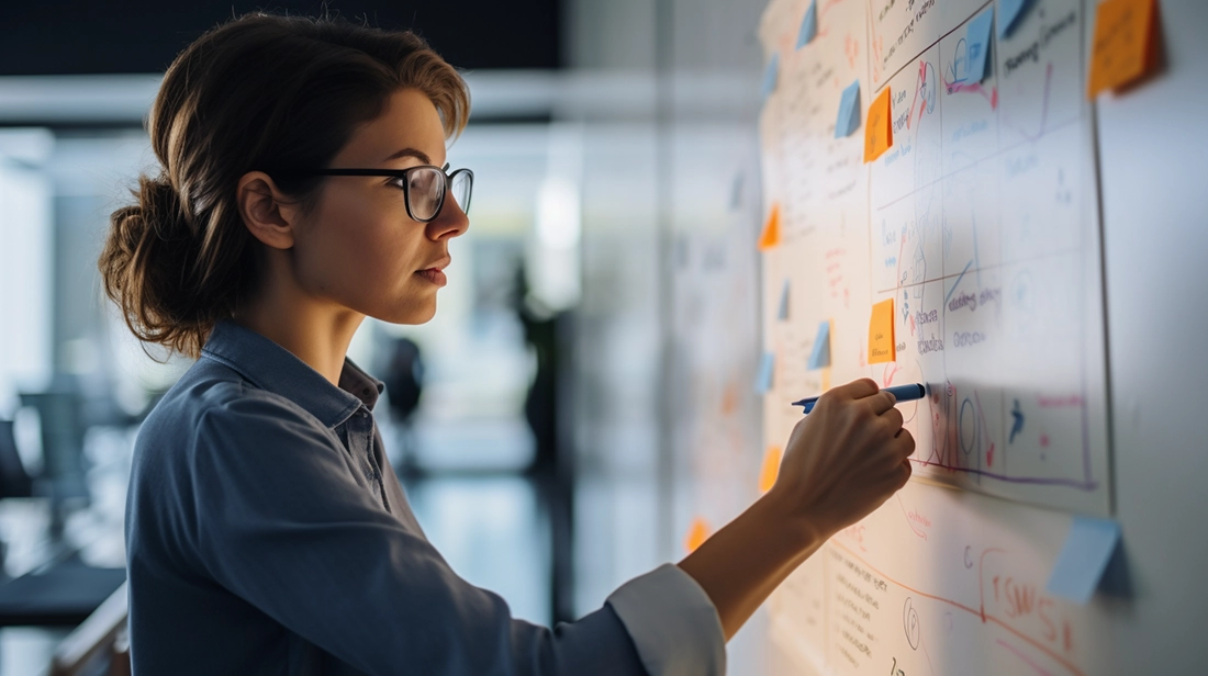 Lead generation marketer working on whiteboard