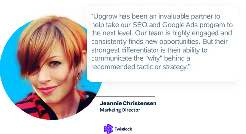 Jeannie Claristensen - Twistlock SEO Testimonial Jeannie Claristensen - Twistlock SEO Testimonial