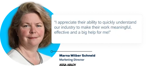 Marna Wilber Schneid - Assa Abloy SEO Testimonial Marna Wilber Schneid - Assa Abloy SEO Testimonial