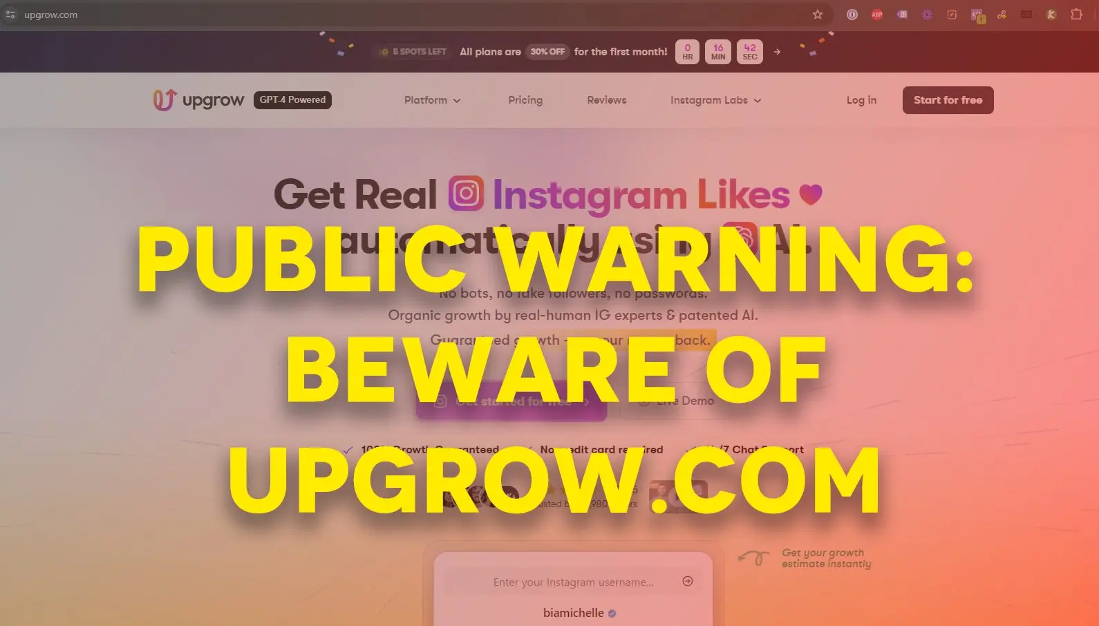 upgrow.com scam warning